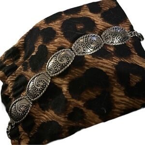 Like New - Brighton Silver Oval hinged bracelet - paisley pattern